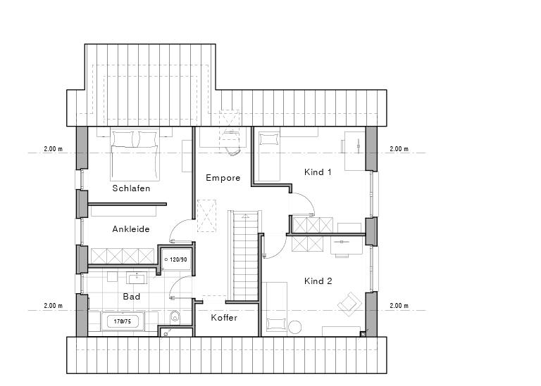 Grundriss Dachgeschoss eines Einfamilienhauses Maxime 450 von Viebrockhaus