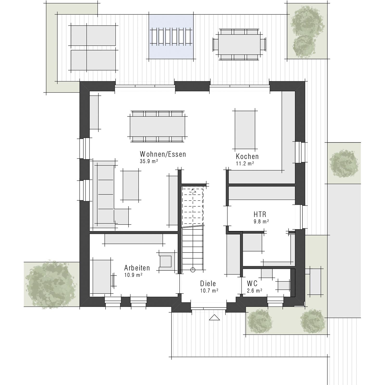 Grundriss Maxime 710 II - Stadtvilla von Viebrockhaus - Erdgeschoss