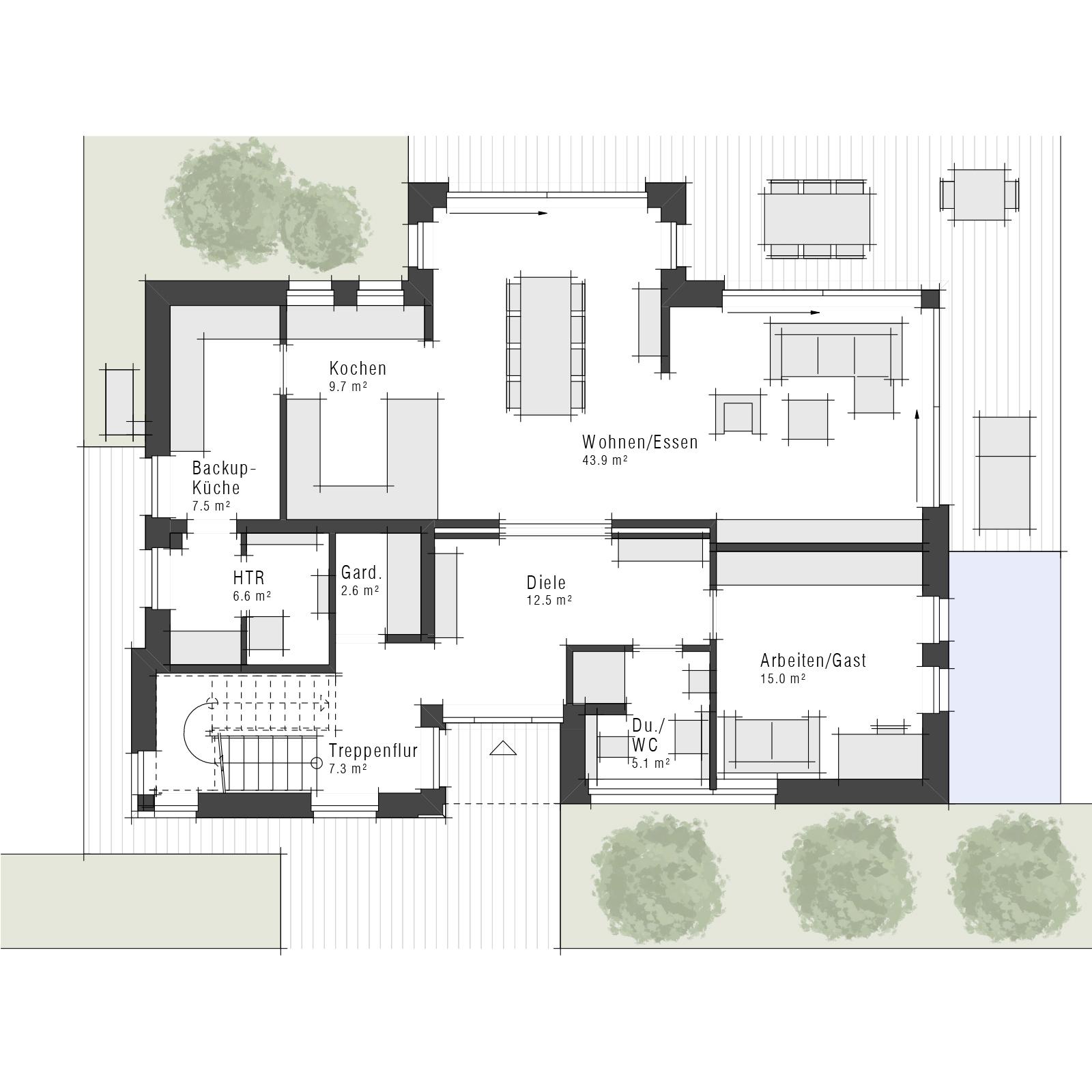 Grundriss Stadtvilla Edition 650 II von Viebrockhaus - Erdgeschoss