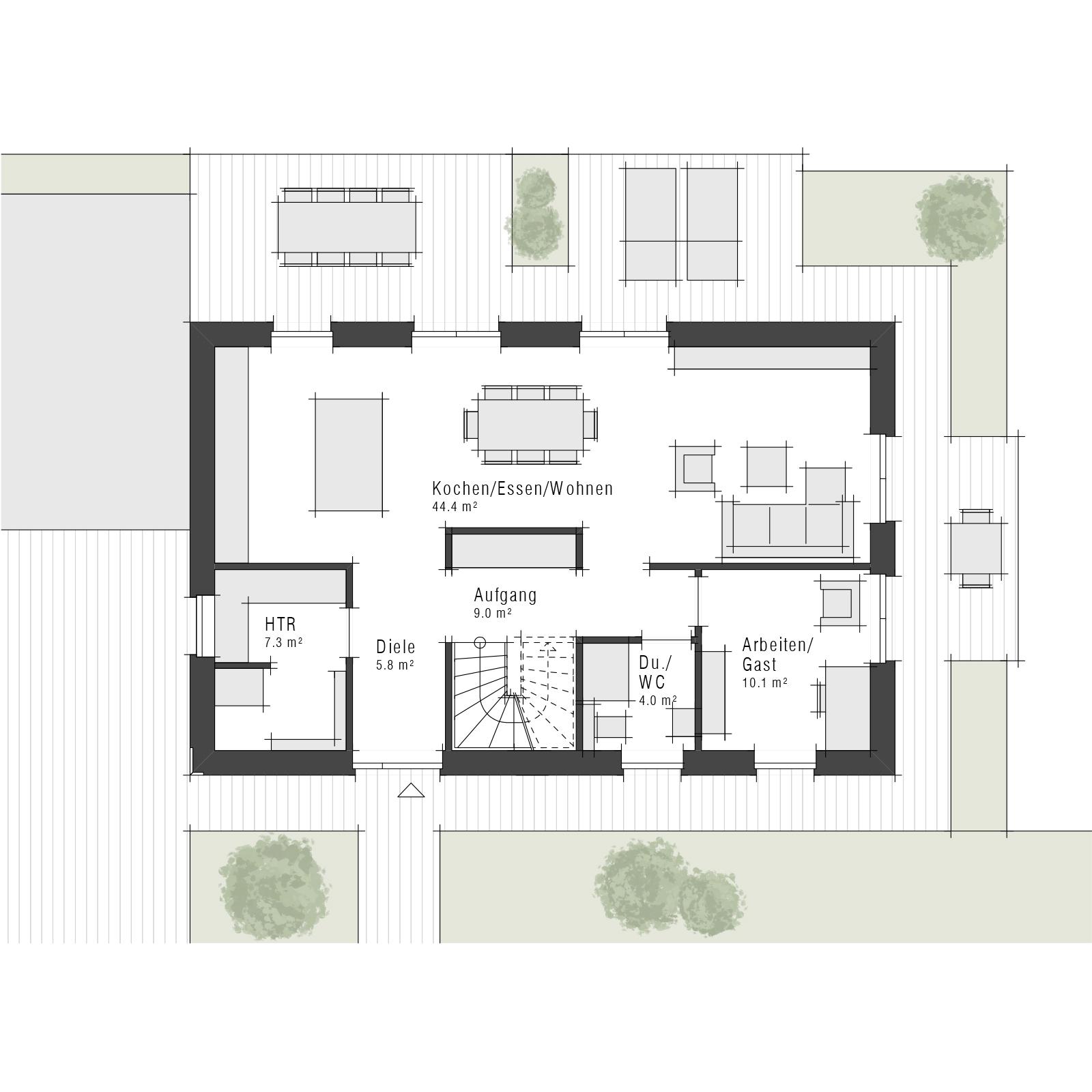 Grundriss vom Erdgeschoss des V2 Limited - Einfamilienhaus von Viebrockhaus