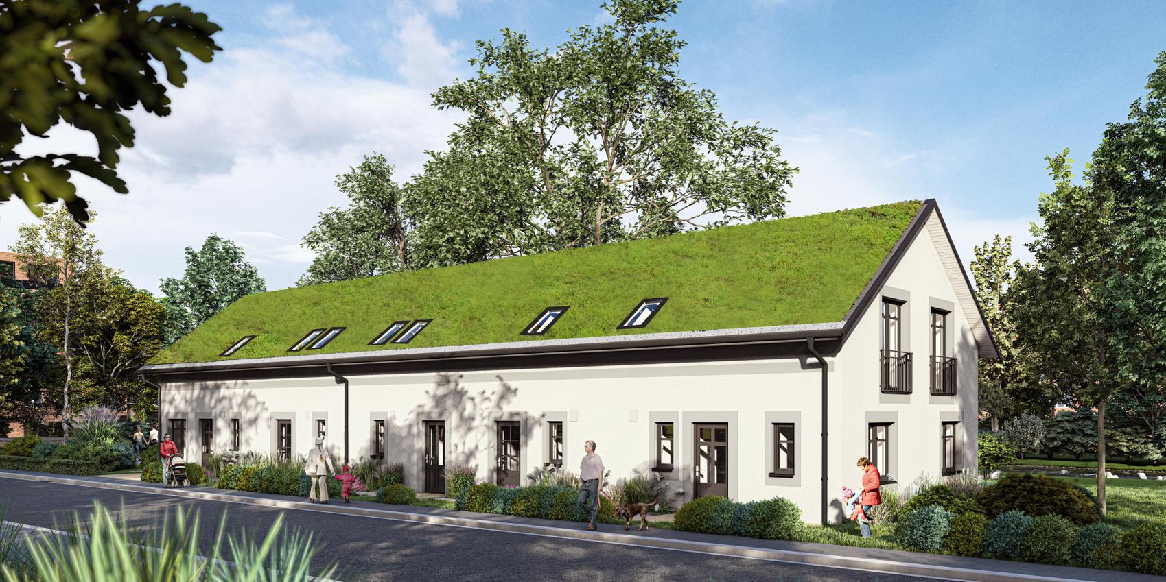 Power Townhouse Putzvariante mit Gründach