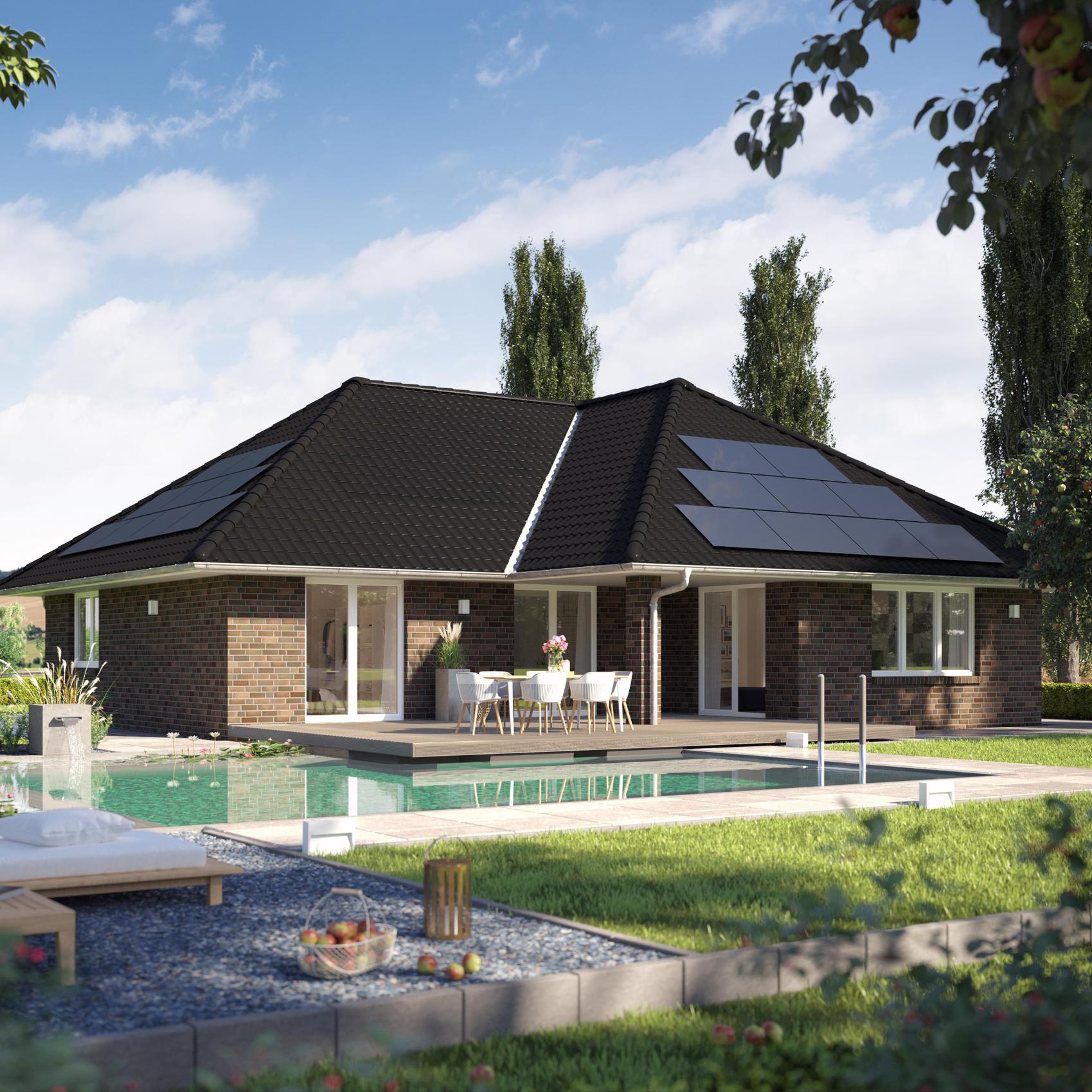 Haus in L-Form mit Swimmingpool und Terrasse