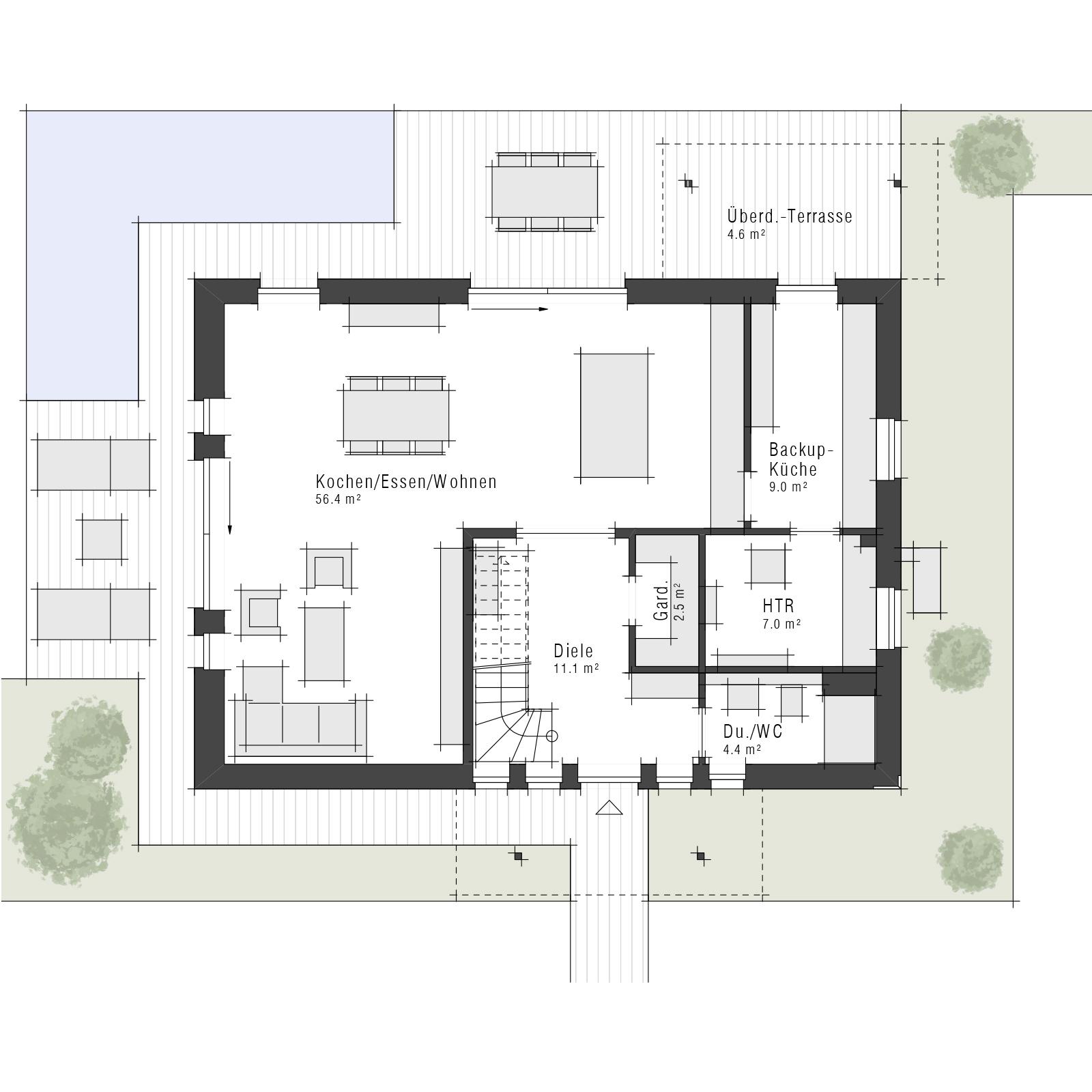 Grundriss Erdgeschoss eines Einfamilienhauses Edition 430 von Viebrockhaus