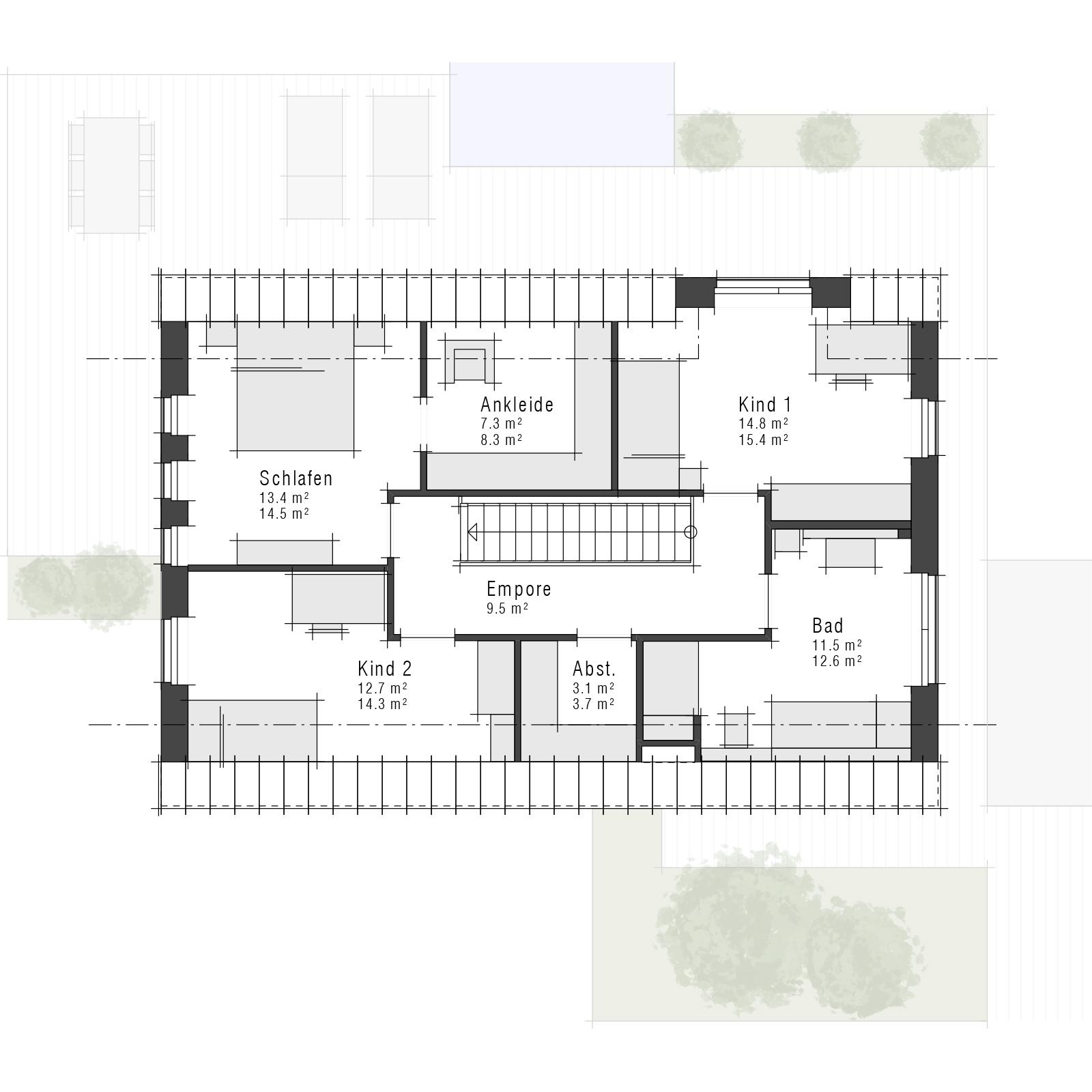 Grundriss Dachgeschoss eines Einfamilienhauses Maxime 380 im Stil "modern" von Viebrockhaus