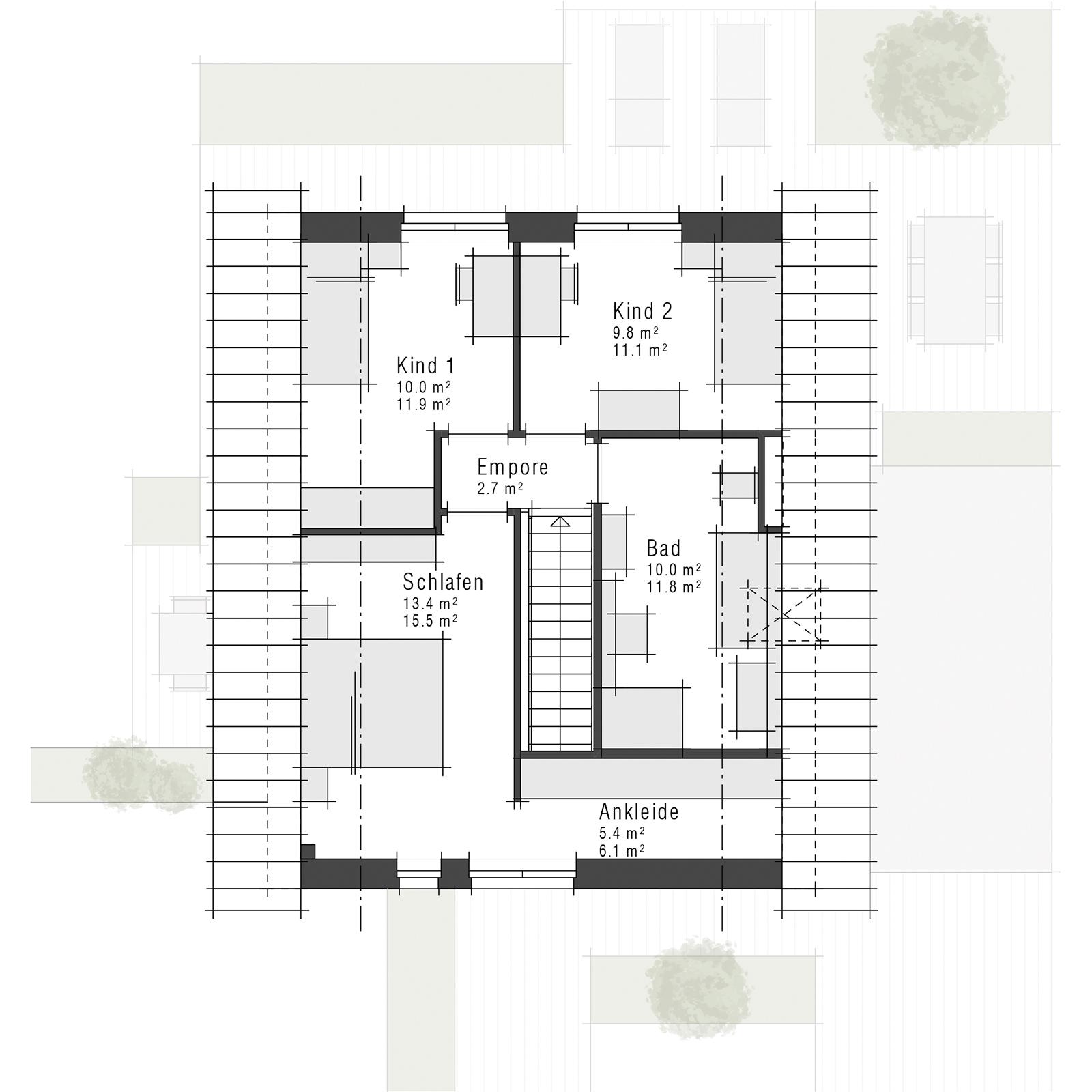 Grundriss des Dachgeschosses des V6 von Viebrockhaus
