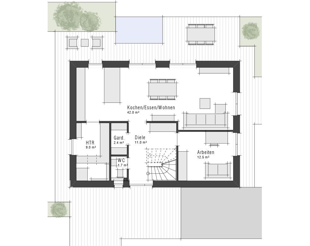 Grundriss vom Erdgeschoss des V3 Limited - Einfamilienhaus von Viebrockhaus