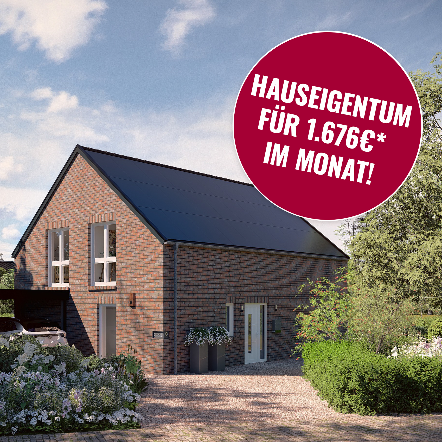 Wohneigentum derzeit bereits ab etwa 1.566 Euro* monatlich