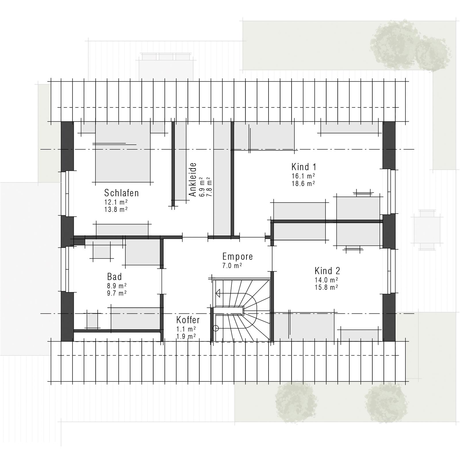 Grundriss vom Dachgeschoss des V3 - Einfamilienhaus von Viebrockhaus