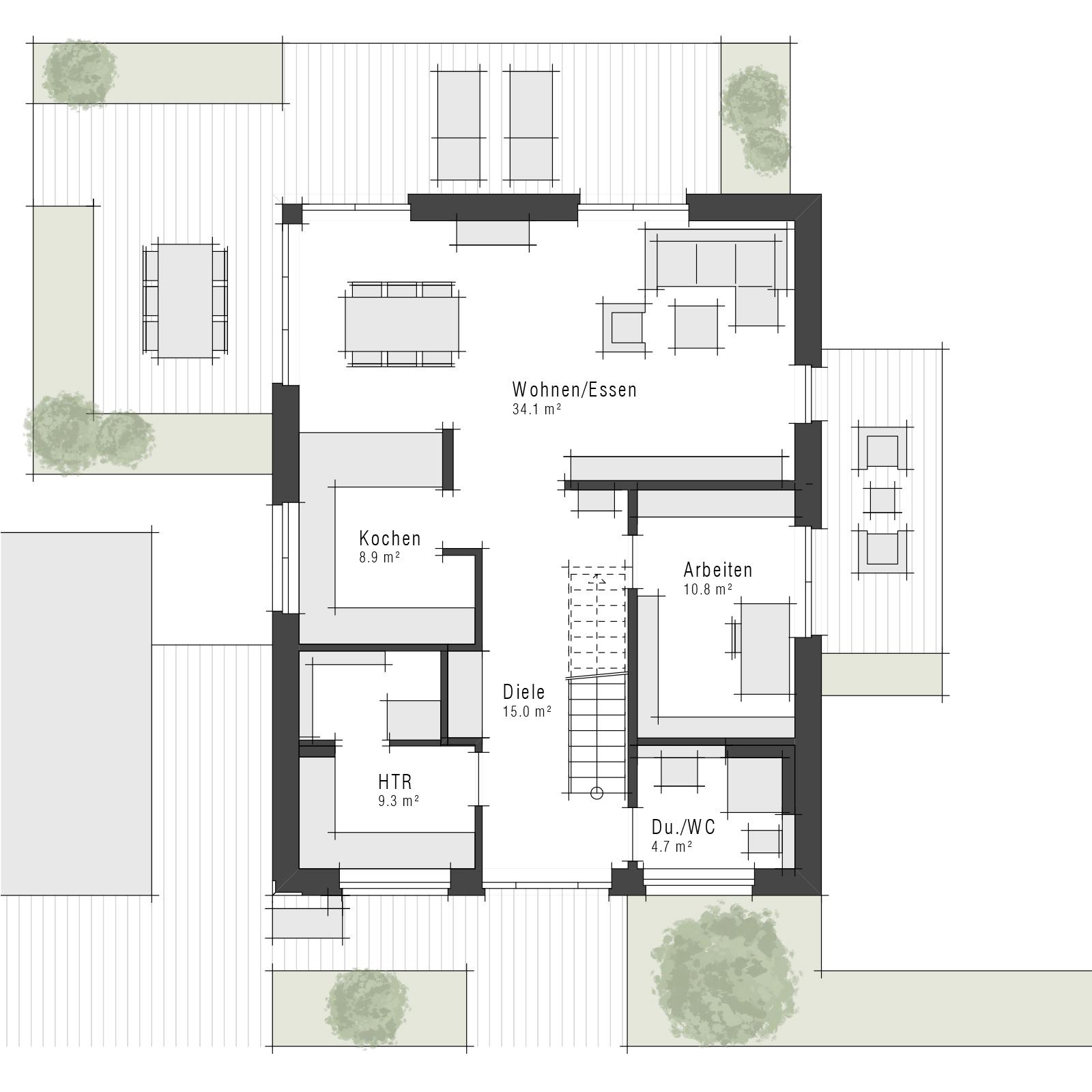 Grundriss Stadtvilla Maxime 420 II von Viebrockhaus - Erdgeschoss