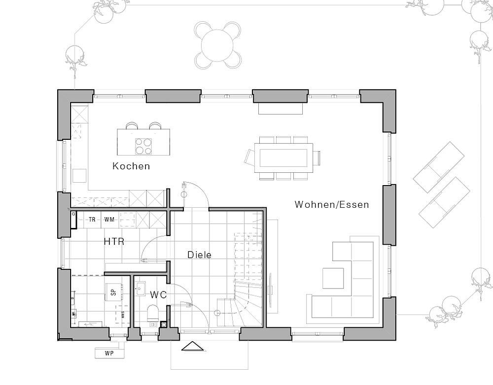 Grundriss Stadtvilla Maxime 300 II von Viebrockhaus - Erdgeschoss