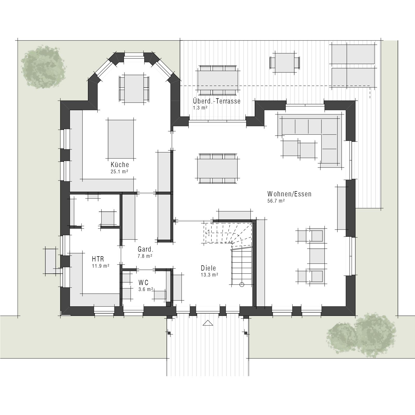 Grundriss Erdgeschoss eines Einfamilienhauses Edition 700 von Viebrockhaus