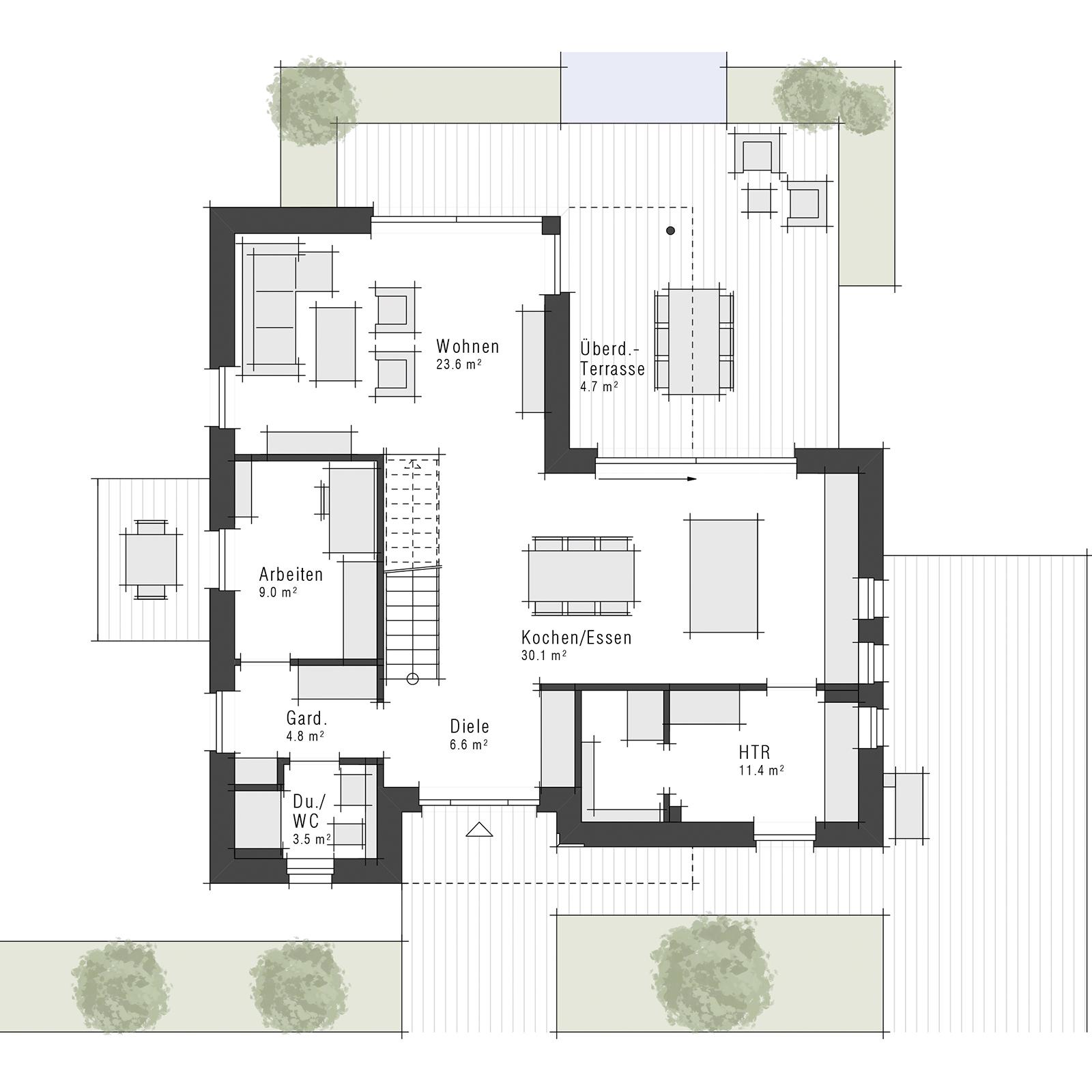 Grundriss Stadtvilla Edition 360 II von Viebrockhaus - Erdgeschoss