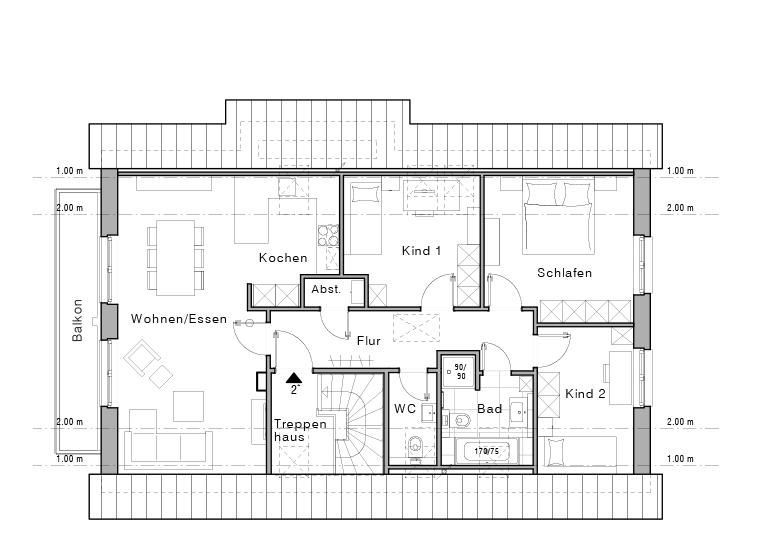 Grundriss modernes Zweifamilienhaus Maxime 495 Z