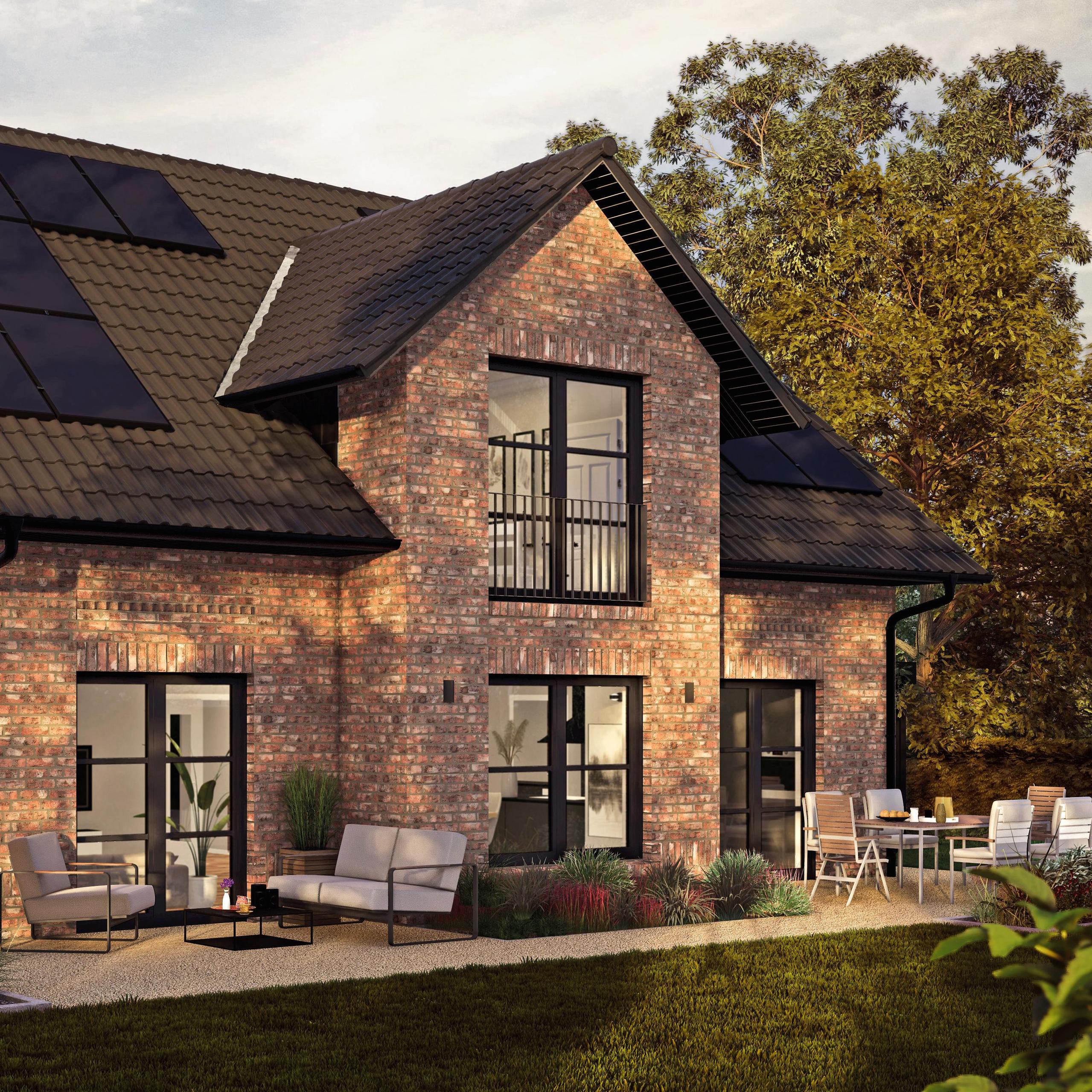 Sprossenfenster und französische Balkone