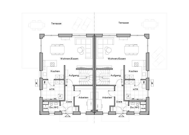 Grundriss Doppelhaus Maxime 1020D