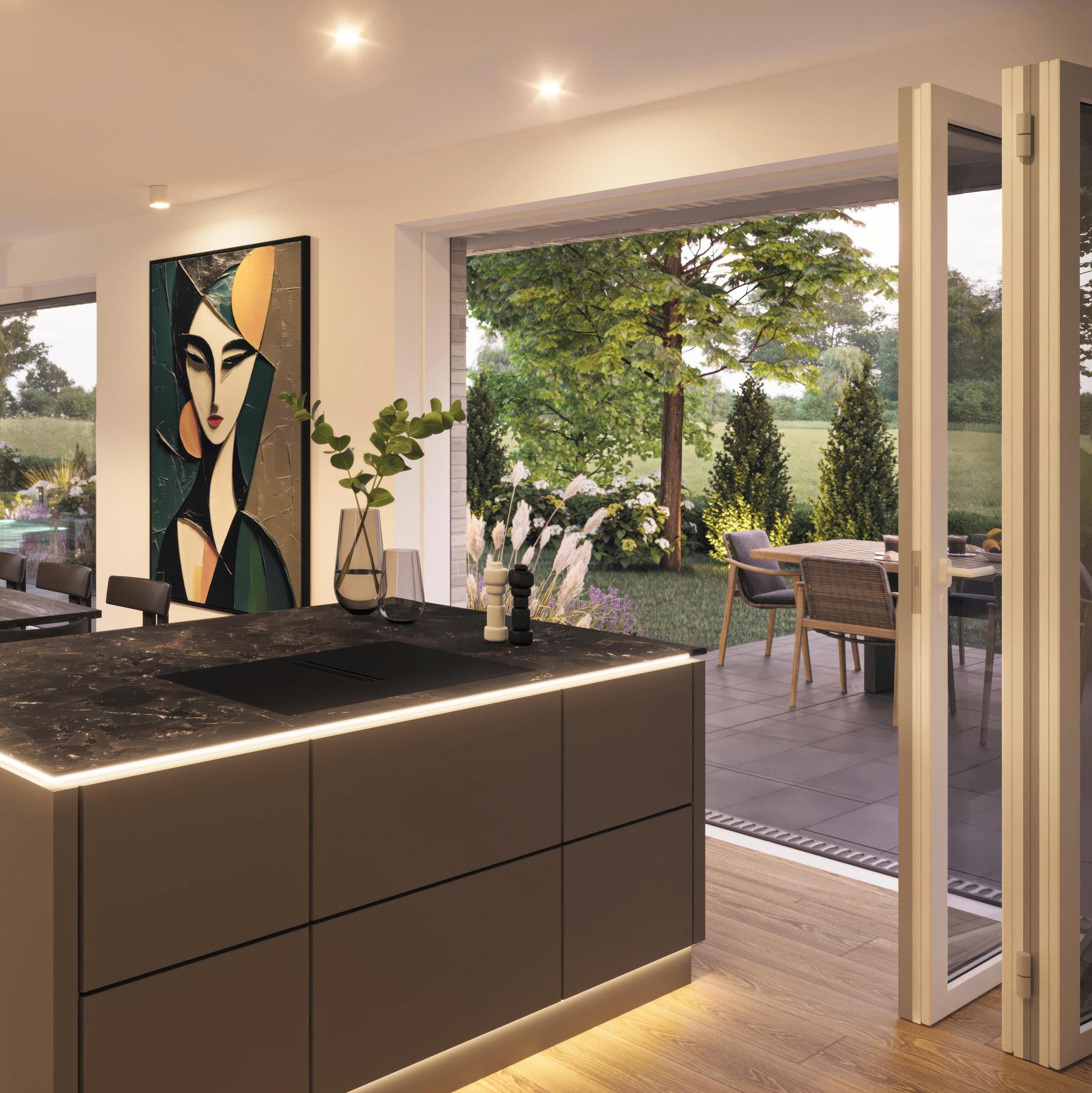 Faltfenster in der Wohnküche beim Viebrockhaus Edition 900 II