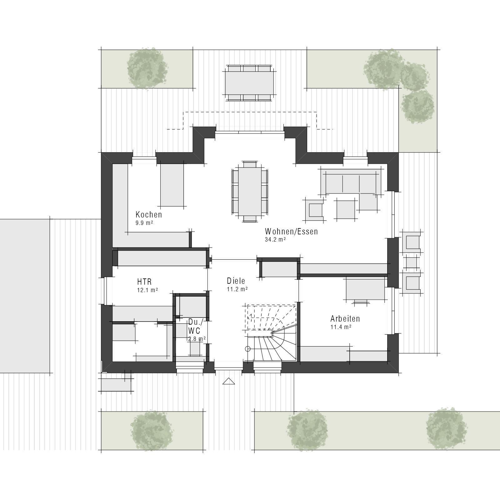 Grundriss Erdgeschoss des Maxime 330 von Viebrockhaus