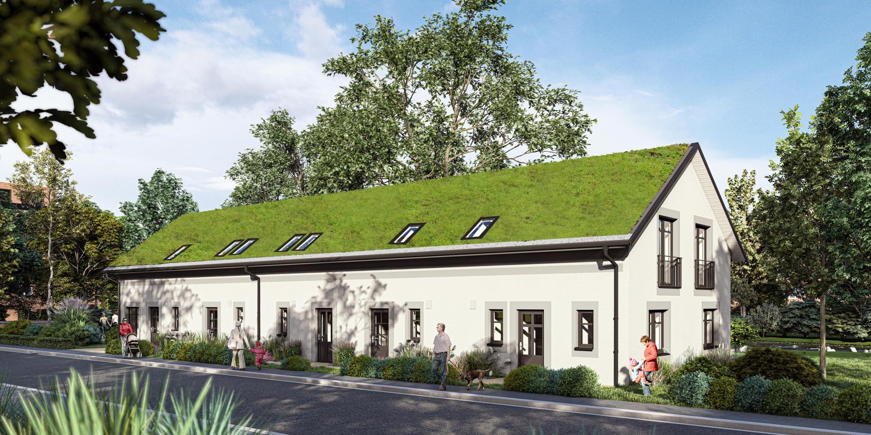 Power Townhouse Putzvariante mit Gründach