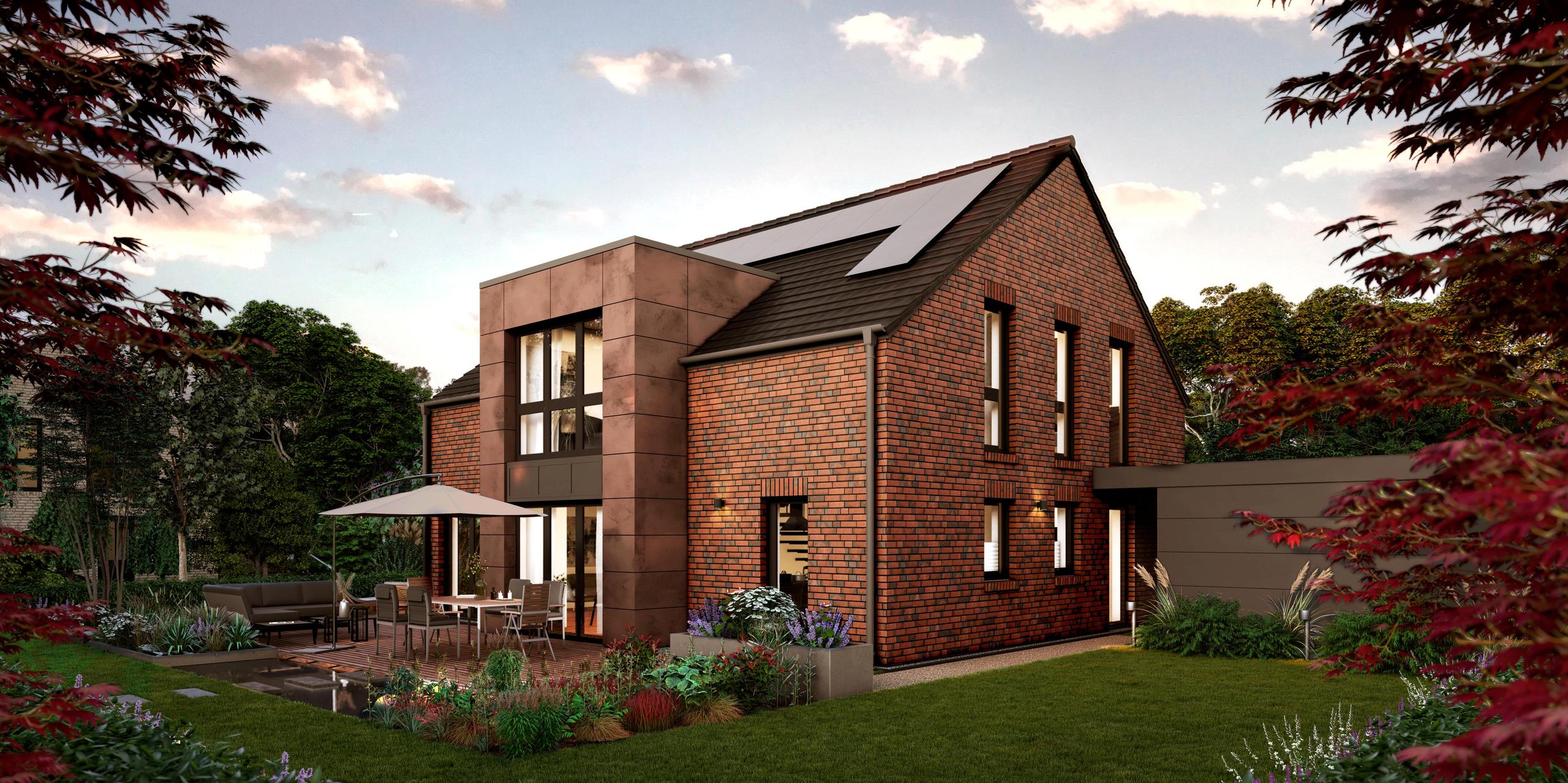 Maxime 610. Ein Einfamilienhaus mit zwei vollen Etagen mit Klinkeroptik