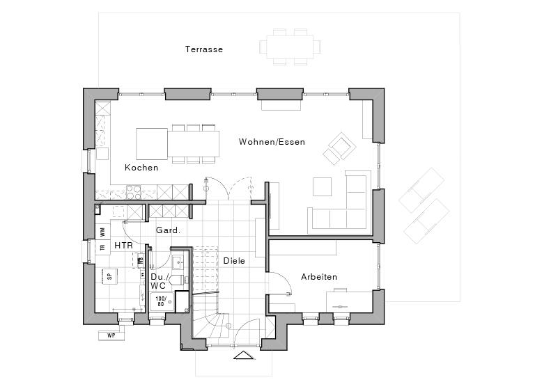 Grundriss Stadtvilla Maxime 410 II von Viebrockhaus - Erdgeschoss