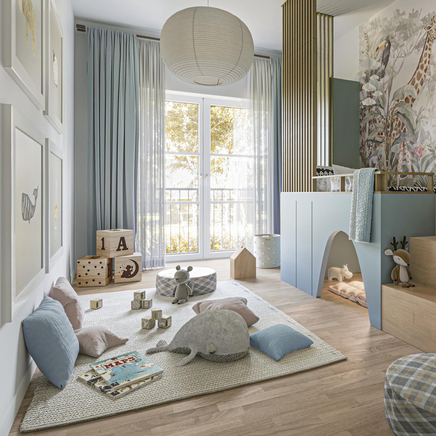 Blick in ein Kinderzimmer im Scandi-Look