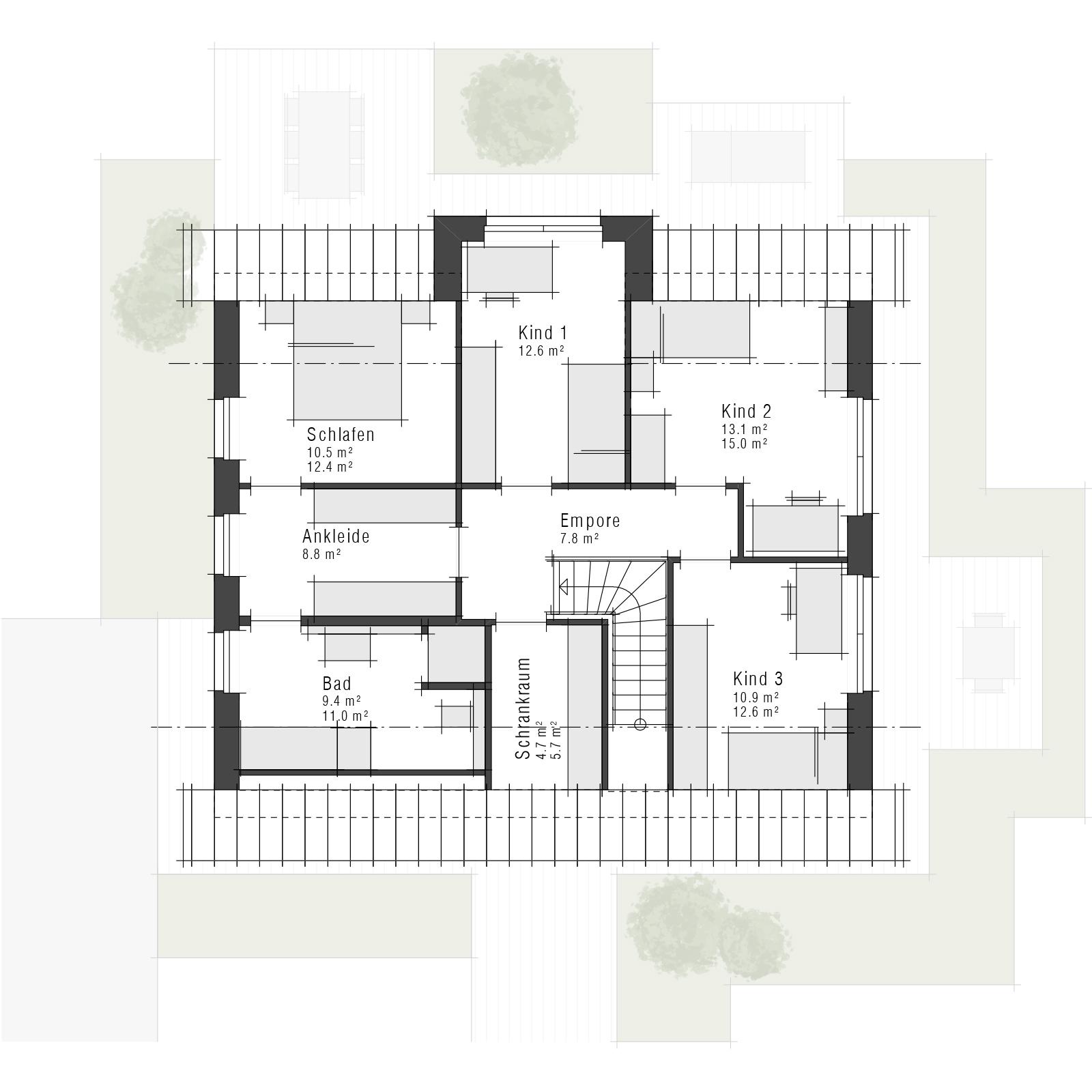 Grundriss Dachgeschoss eines Einfamilienhauses Maxime 610 von Viebrockhaus im Stil Klassisch