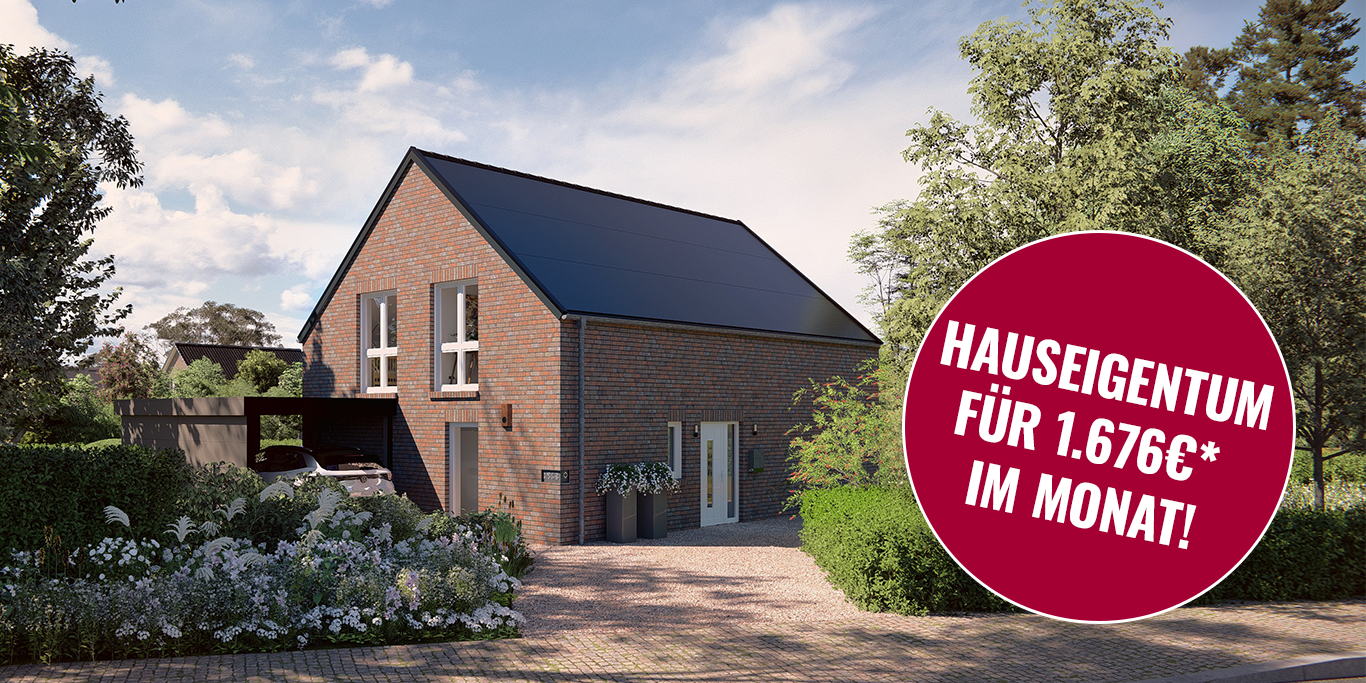 Wohneigentum derzeit bereits ab etwa 1.566 Euro* monatlich