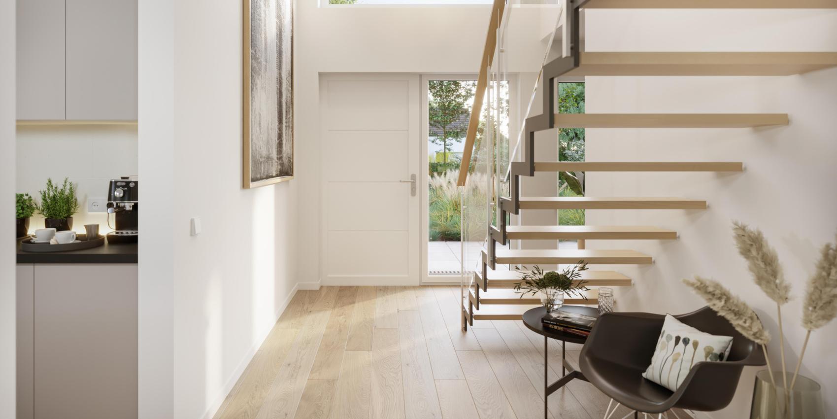 Freitragende Treppe im Flur