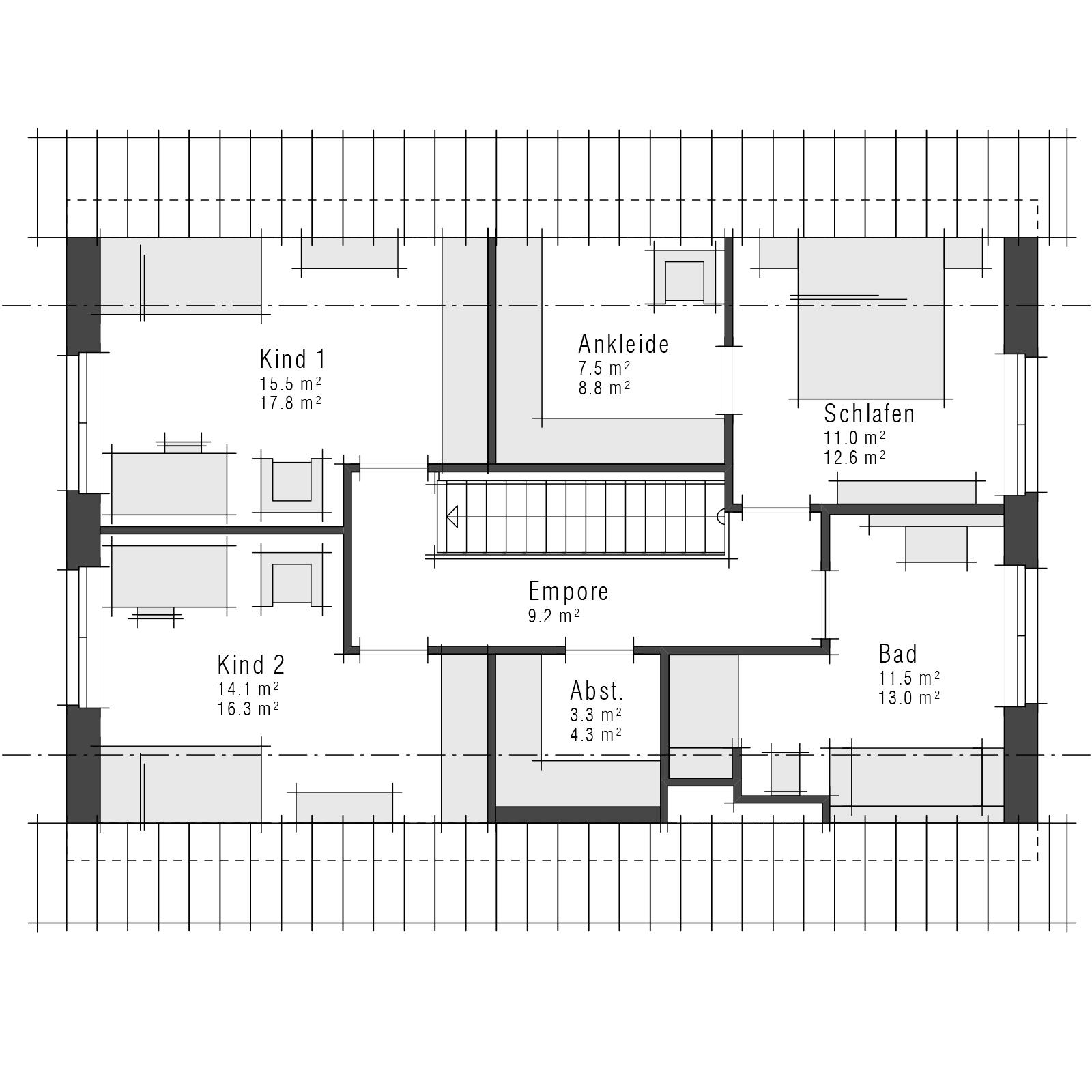 Grundriss Dachgeschoss Zweifamilienhaus Maxime 380 ELW von Viebrockhaus