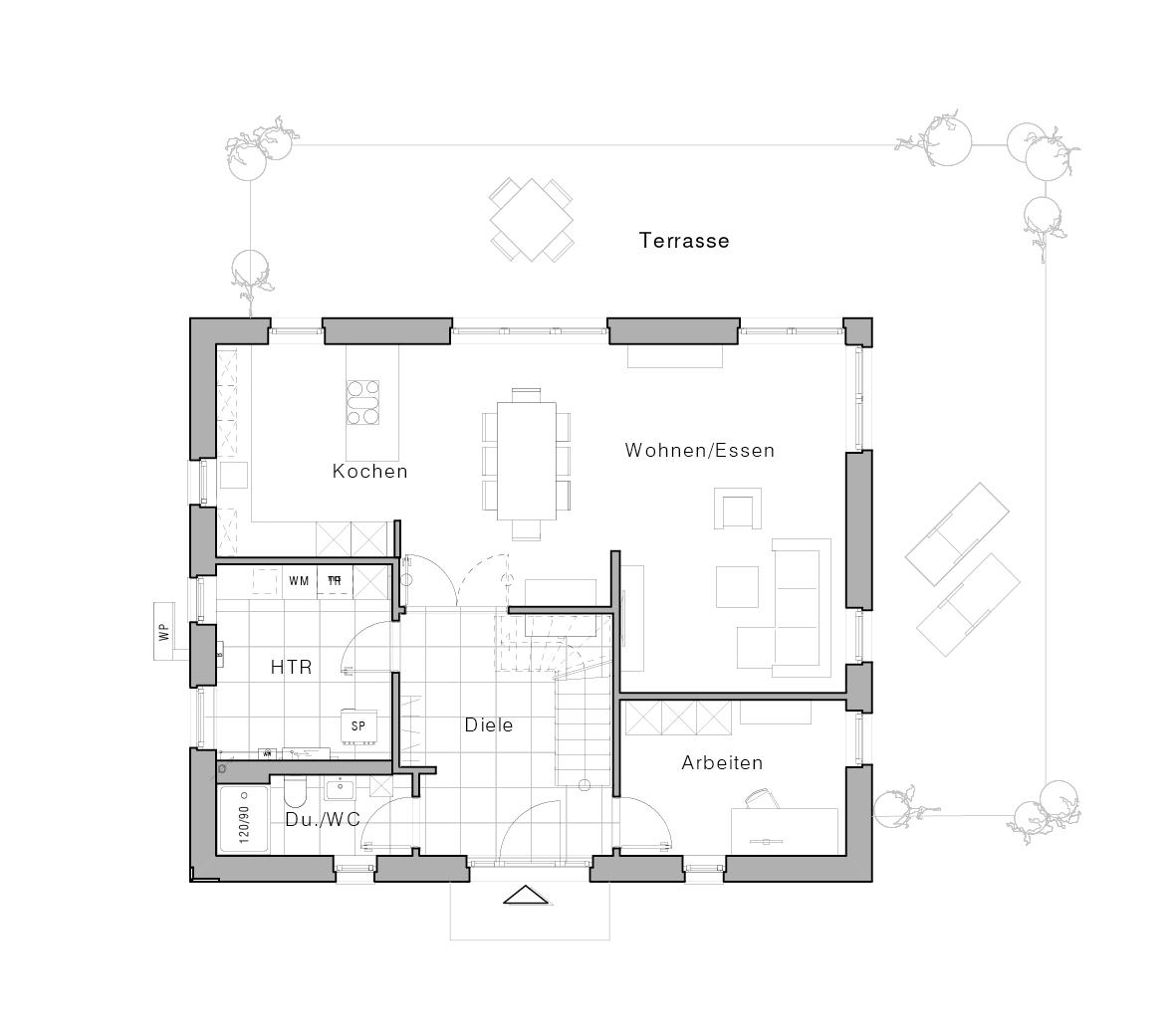 Grundriss Maxime 610 II - Stadtvilla von Viebrockhaus - Erdgeschoss