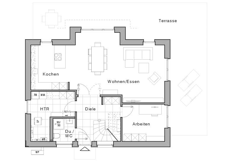 Grundriss Erdgeschoss des Maxime 330 von Viebrockhaus