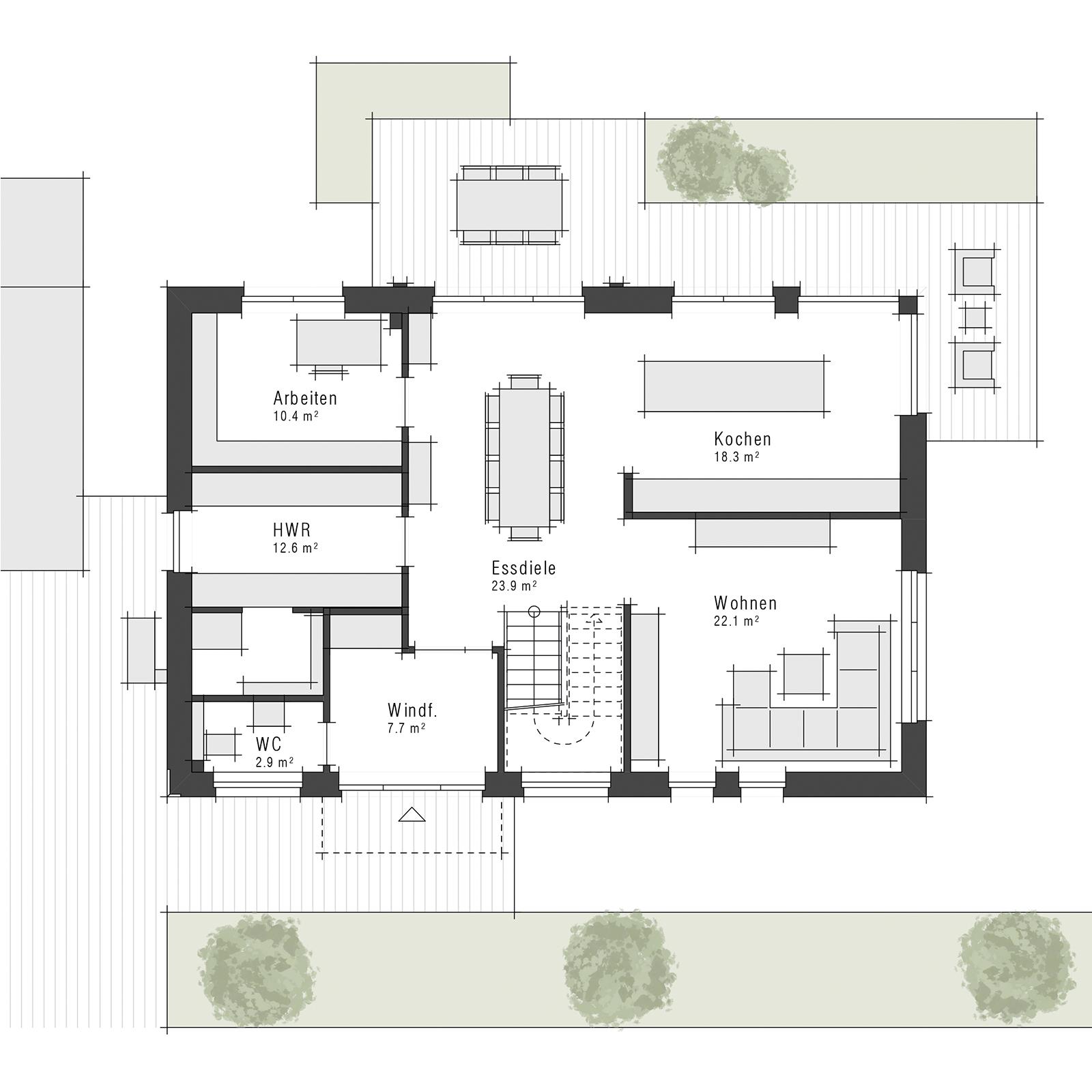 Grundriss Erdgeschoss eines Einfamilienhauses Edition 490 von Viebrockhaus