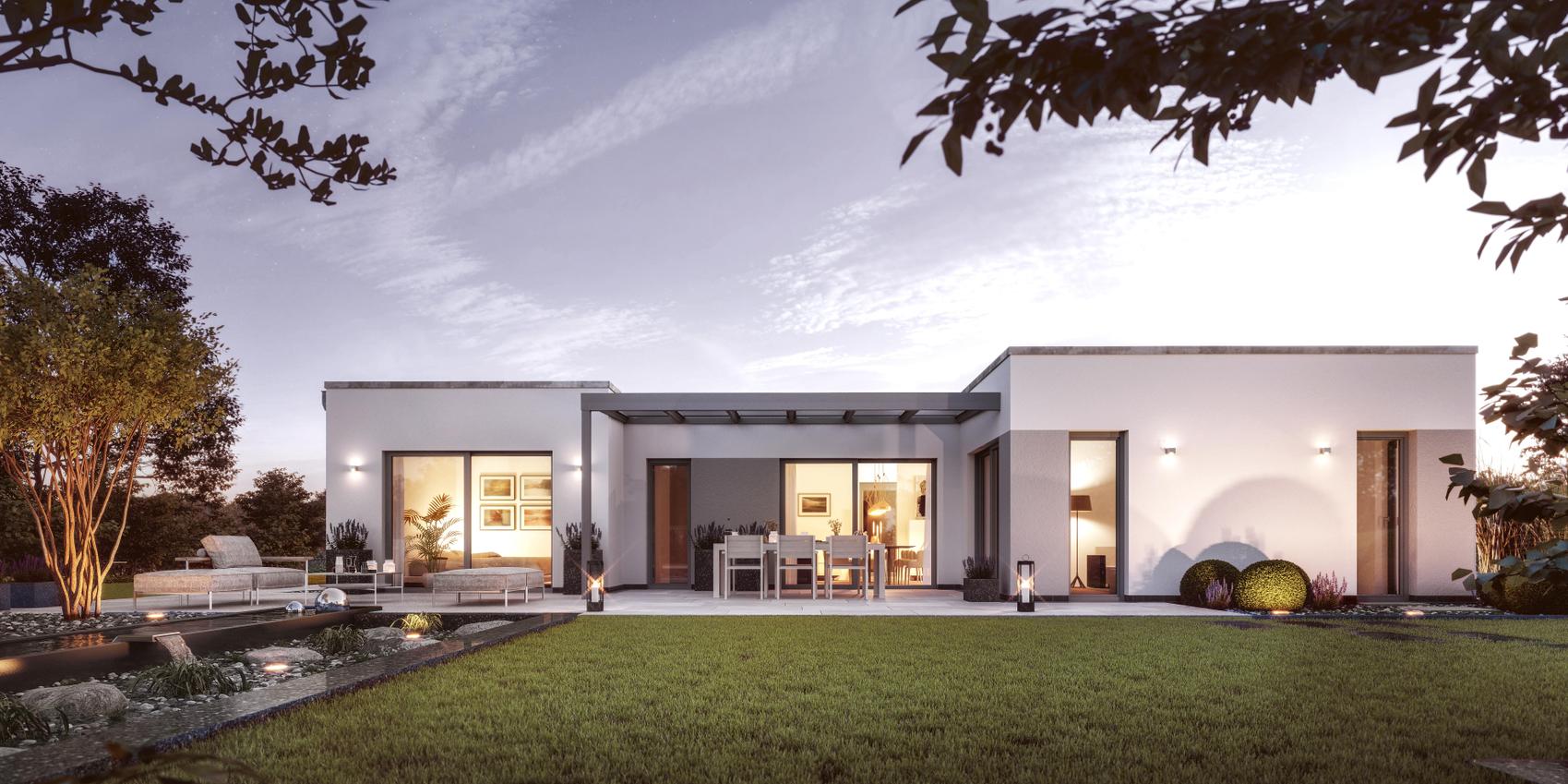 Bungalow bauen mit Viebrockhaus - Ansicht aus dem Garten
