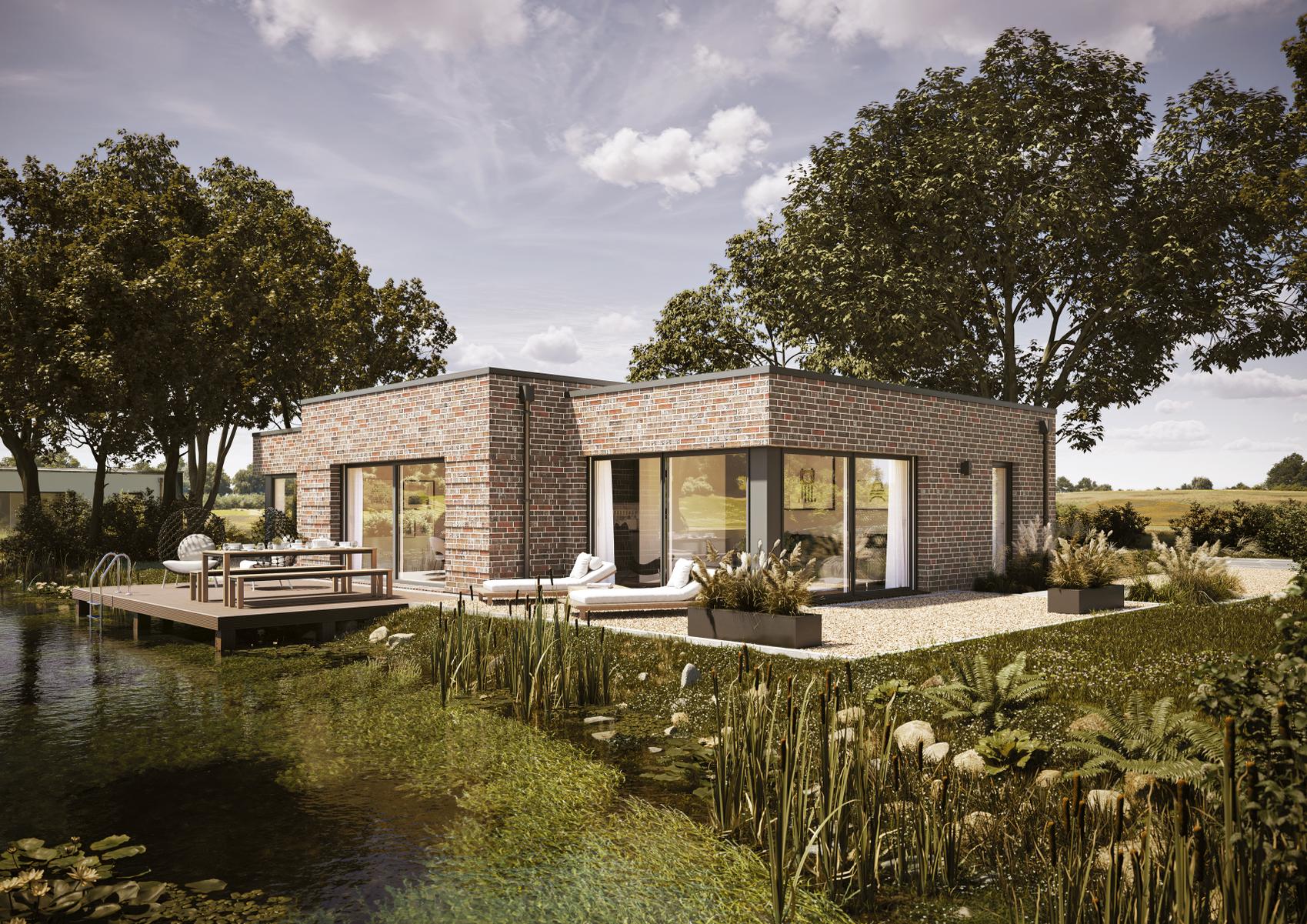 Viebrockhaus Flachdach-Bungalow mit Terrasse am See