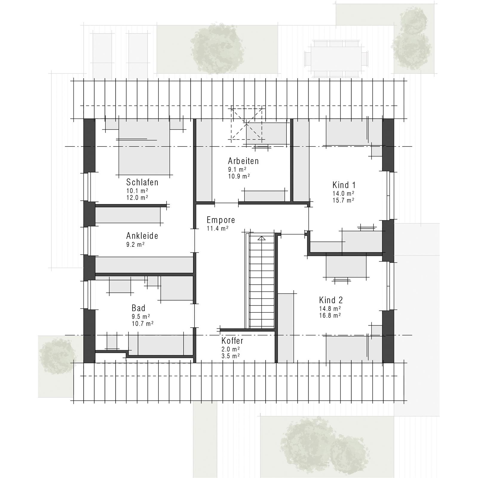 Grundriss des Dachgeschosses des Einfamilienhauses Maxime 700 von Viebrockhaus