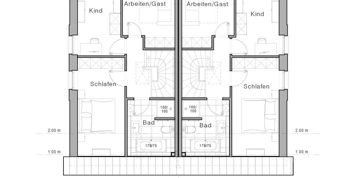 Grundriss eines Doppelhauses von Viebrockhaus