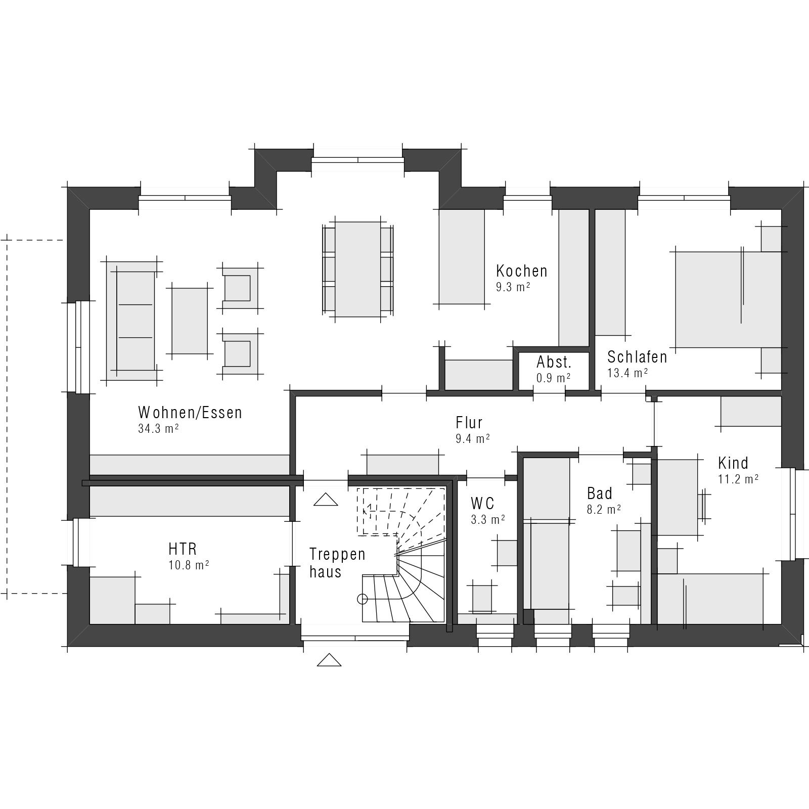 Grundriss Erdgeschoss Zweifamilienhaus Maxime 495 Z von Viebrockhaus