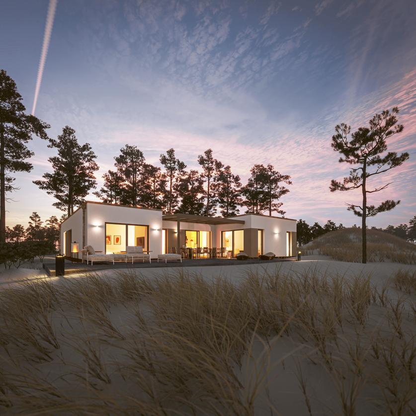 Ein Bungalow bei Sonnenuntergang