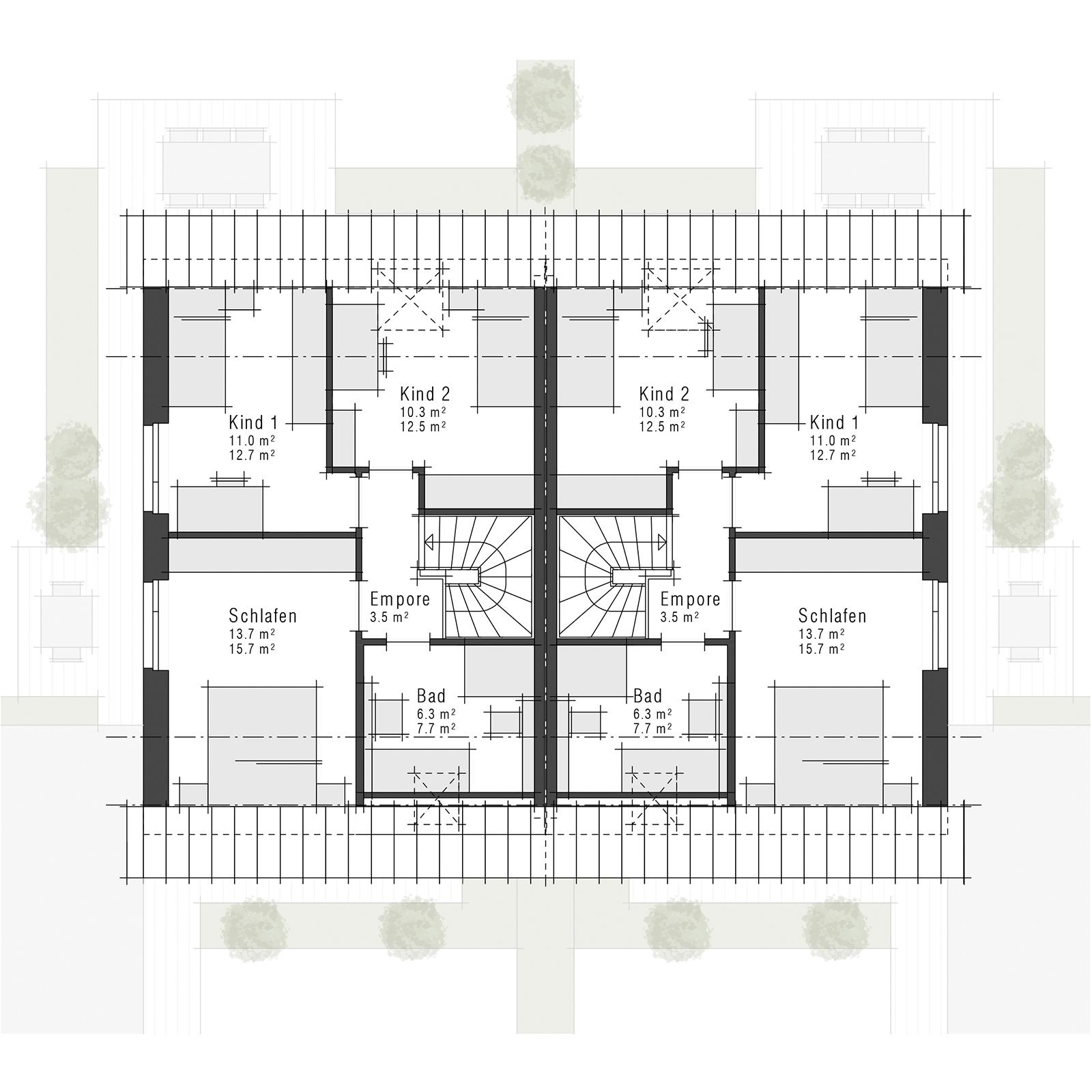 Grundriss des Doppelhauses V4 D von Viebrockhaus - Dachgeschoss