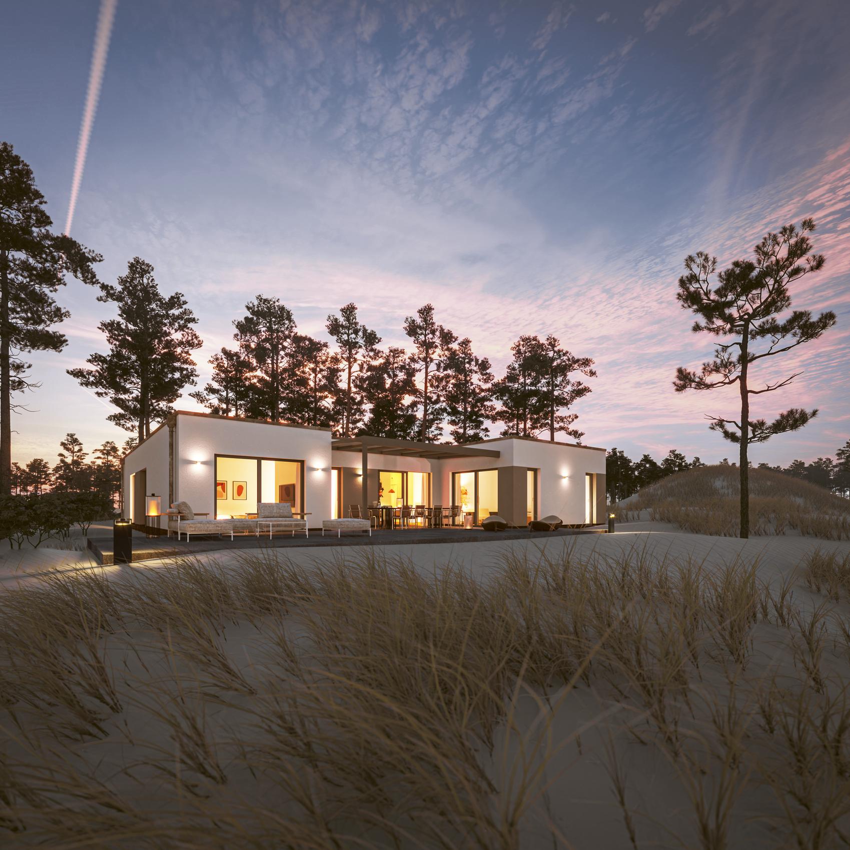 Viebrockhaus Bungalow am Abend