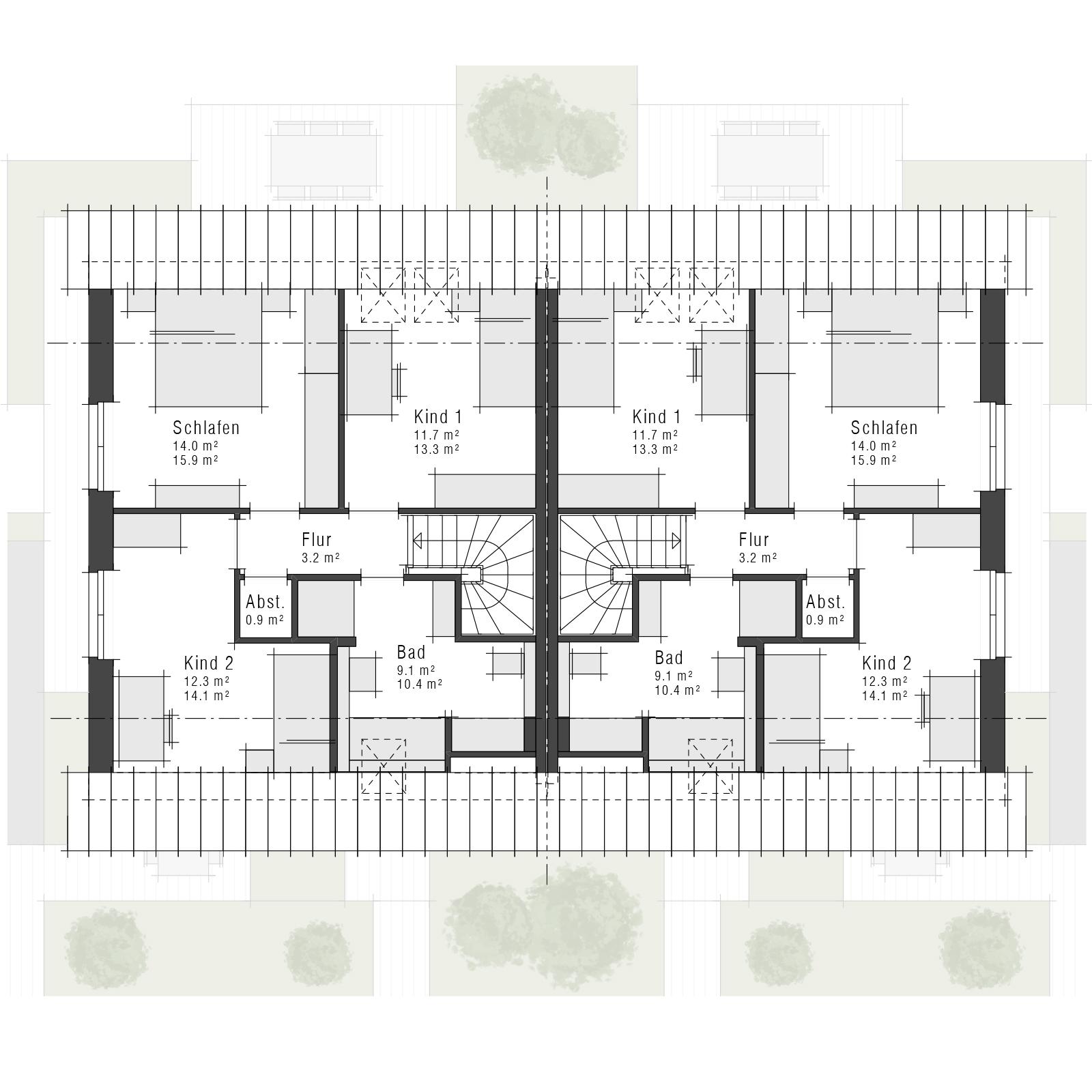 Grundriss des Doppelhauses V8 D von Viebrockhaus - Dachgeschoss