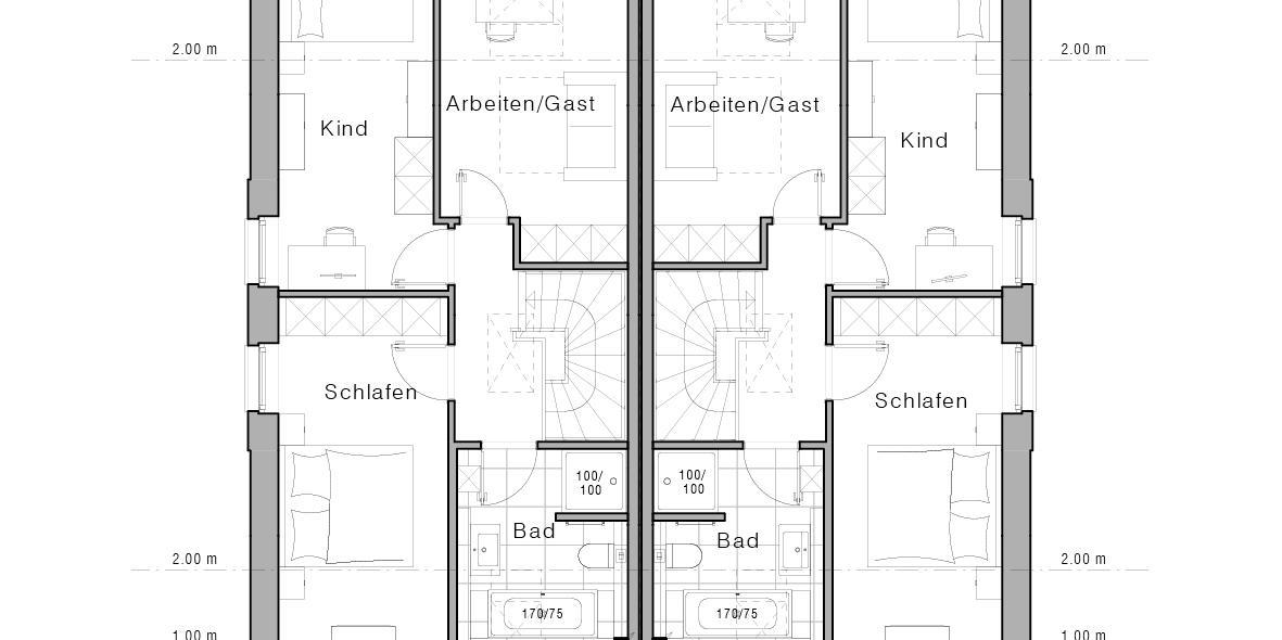 Grundriss eines Doppelhauses von Viebrockhaus