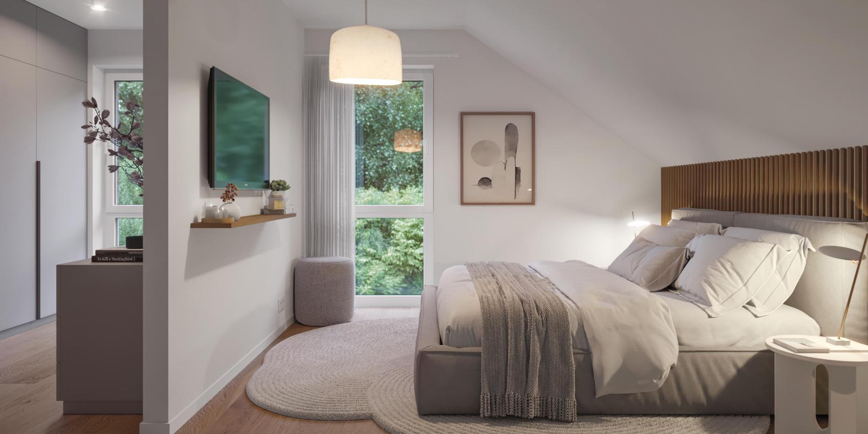 Schlafzimmer und Ankleide im Viebrockhaus Maxime 700 