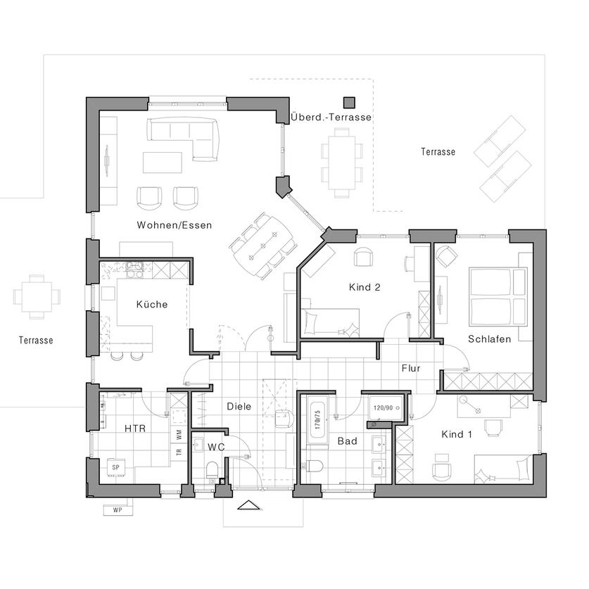 Grundriss großes Bungalow Edition 500B