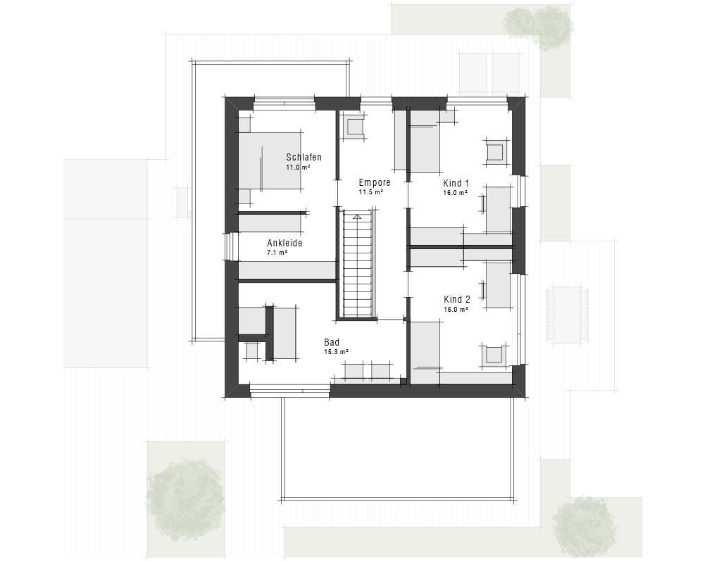 Grundriss des Obergeschosses der Stadvilla Edition 900 II von Viebrockhaus