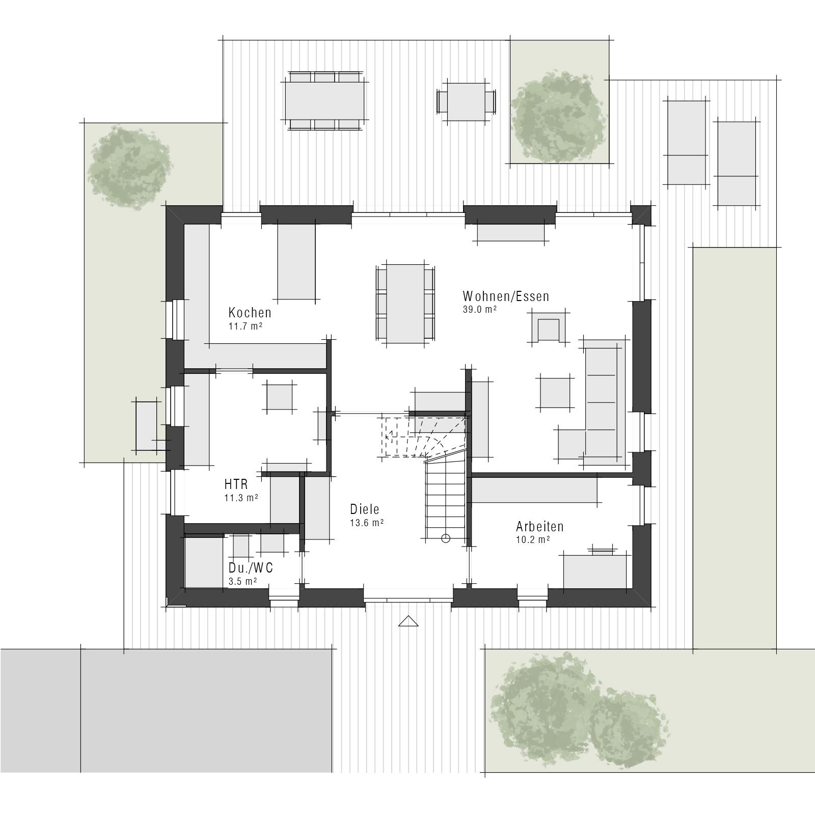 Grundriss Maxime 610 II - Stadtvilla von Viebrockhaus - Erdgeschoss