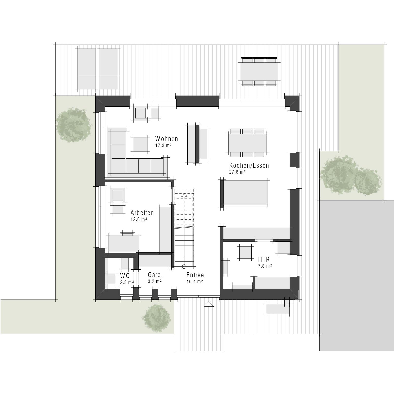 Grundriss Maxime 720 II im Stil modern - Stadtvilla von Viebrockhaus - Erdgeschoss