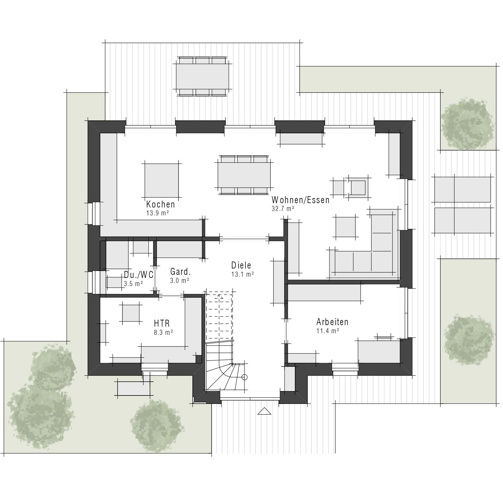 Grundriss Stadtvilla Maxime 410 II von Viebrockhaus - Erdgeschoss