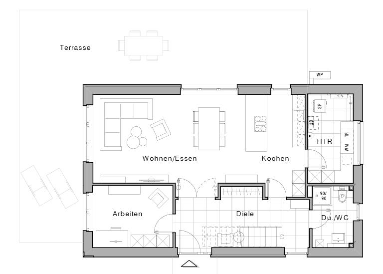 Grundriss Stadtvilla Maxime 220 II von Viebrockhaus - Erdgeschoss