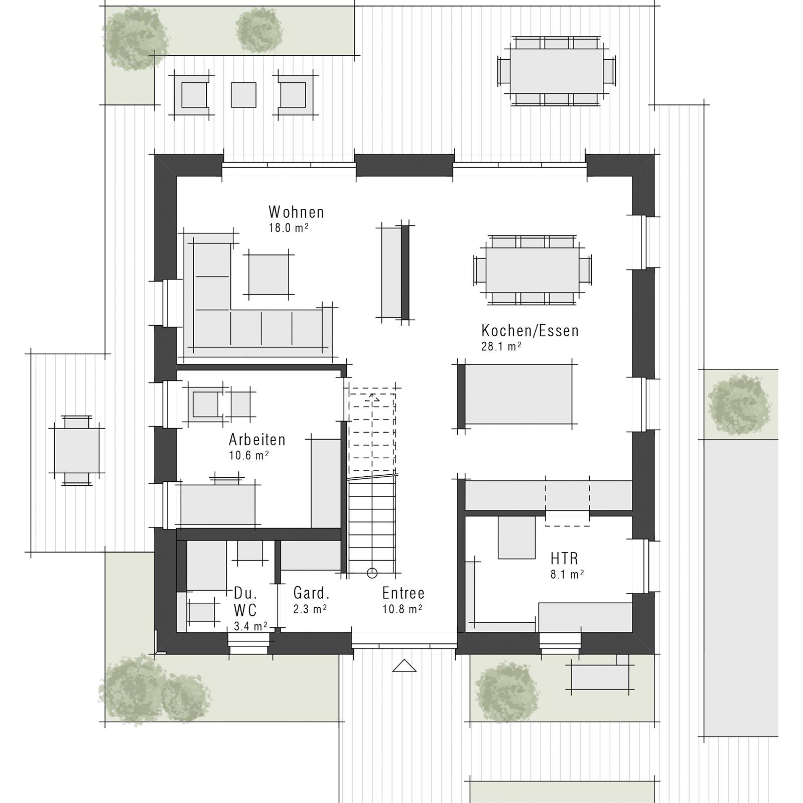 Grundriss Maxime 720 II im Stil zeitlos  - Stadtvilla von Viebrockhaus - Erdgeschoss